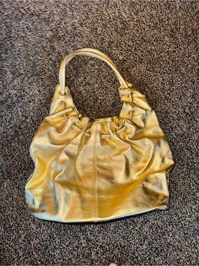 Shimmery Gold Shoulder Hobo Bag
